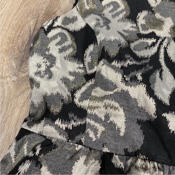 ANTHROPOLOGIE TABITHA Black Gold Floral A-Line Dress Lined w/ Pockets Sz 6 - Picture 5 of 16